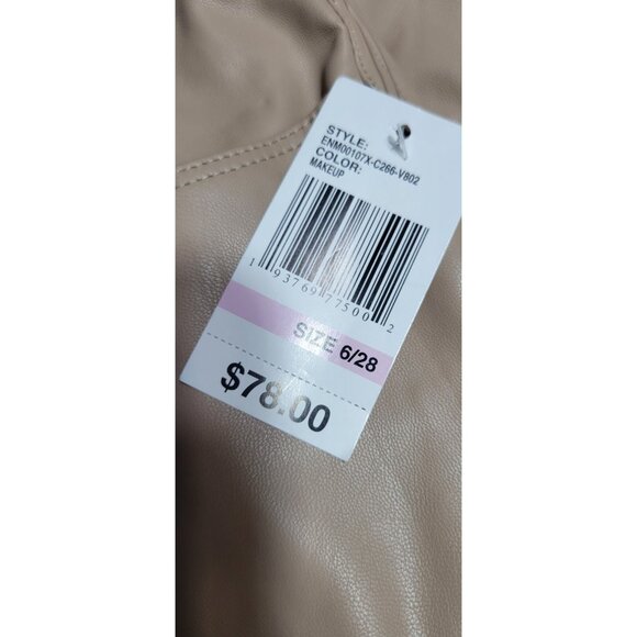 Vegan Faux Leather Pants Kensie jeans sz 6/28 Mid Rise Straight Leg Makeup - Picture 3 of 9